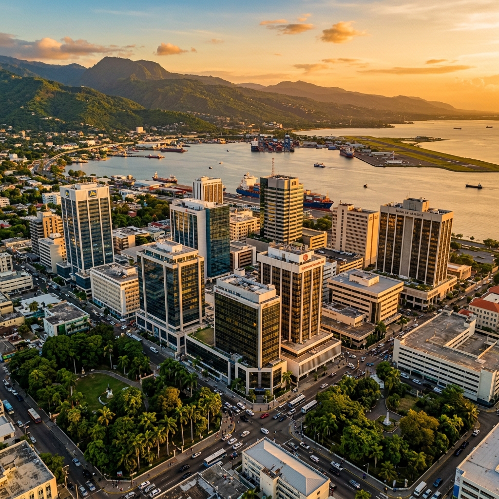Kingston skyline and Jamaica business district